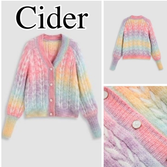 Cider Sweaters New Cider Pastel Rainbow Knitted Casual Classy